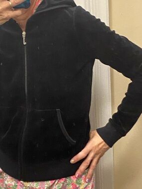 Juicy Couture Black Zip-Up Velour Hoodie